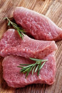 Three pieces of pork Stock Photos