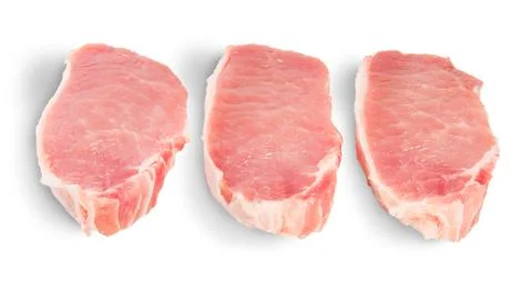 Three pieces of raw pork Stock Photos