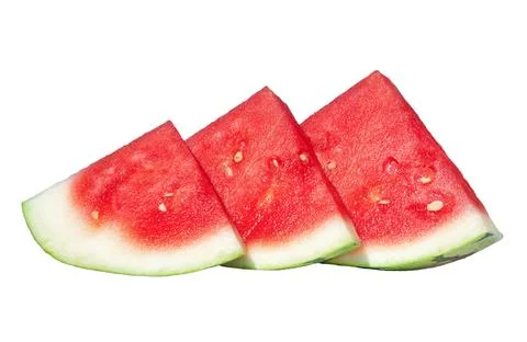 Three pieces of watermelon isolated Stock Photos