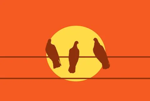 Three Pigeons Stock Illustration