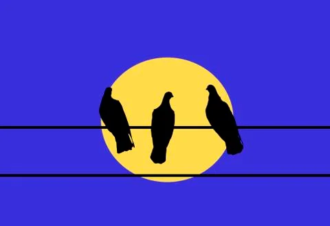 Three Pigeons Stock Illustration