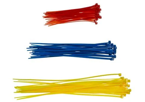 Three piles of cable ties Stock Photos