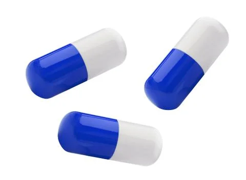 Three pills isolated on white background 写真素材
