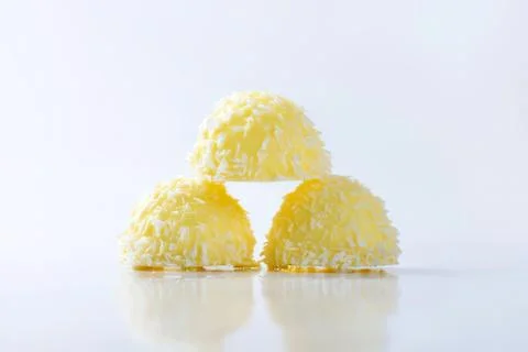 Three pineapple chunks on surface Stock Photos
