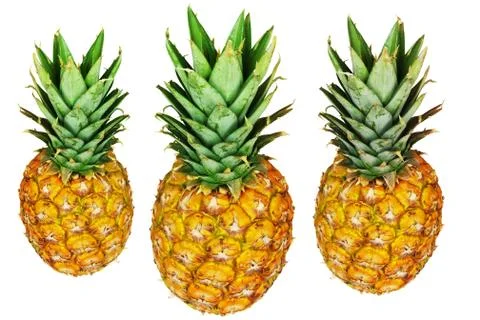 Three pineapples isolated on white Stock Photos