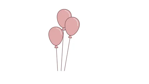 Three pink balloons float gently. A simple celebration scene. Bright, cheerful Video stock 331851369