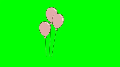 Three pink balloons float gently. Simple celebration scene. Cheerful, minimal Video stock 332362235