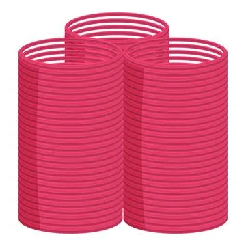 Three pink hair rollers forming a triangle shape 스톡 일러스트