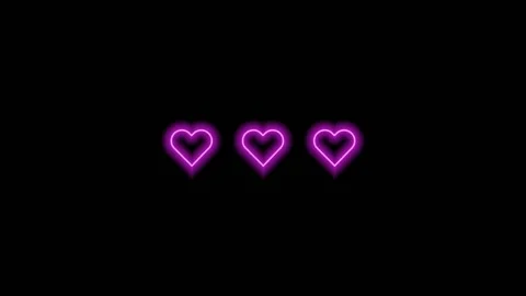 Three pink hearts blinking on black background. Stock Footage 159305518