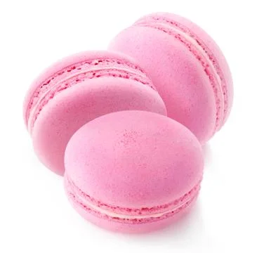 Three pink macaroons isolated on white Stock Photos