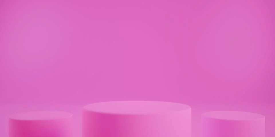 Three pink podium 3d rendering abstract background design to display products Stock Photos