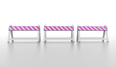 Three pink road block rendered Stock Illustration