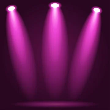 Three pink spotlights shining on a dark stage Stock Illustration