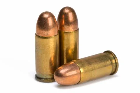 Three Pistol Bullets Stock Photos