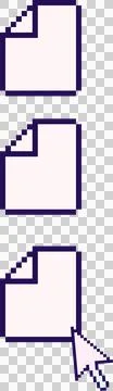 Three pixel art document icons stacking on transparent canvas, pixel cursor Stock Illustration