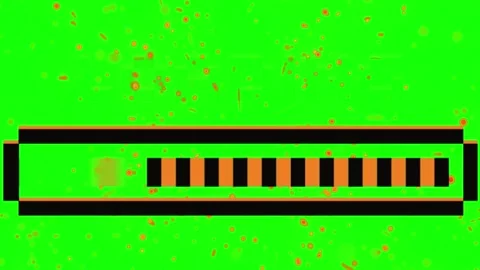 Three pixelated loading bars progressing horizontally against a vibrant green Stock Footage 340612912