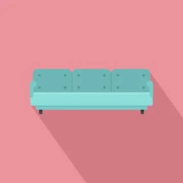 Three place sofa icon, flat style Illustration