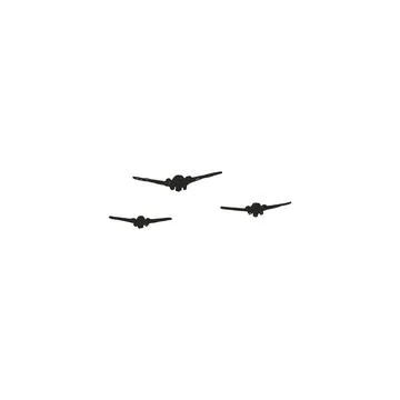 Three planes in flight. Hand drawn vector illustration isolated Stock Illustration