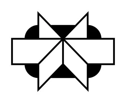 Three planes intersecting in a single line, crop circle pattern Stock Illustration