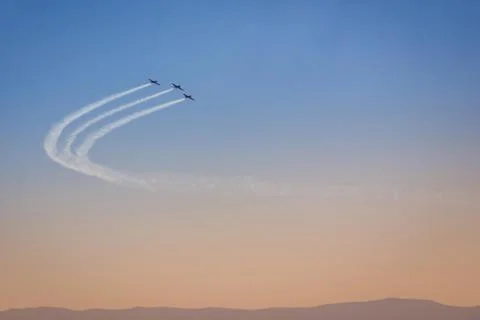 Three planes in the sky. Stock Photos