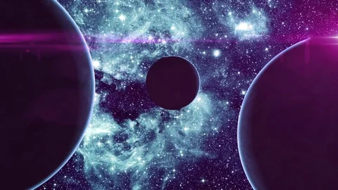 Three Planets in Outer Space Stock Footage 74640148