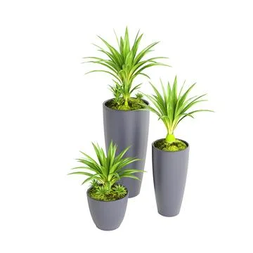 Three planters sit on top of each other next to the ground Stock Illustration
