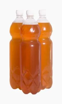 Three plastic bottles with beer Stock Photos