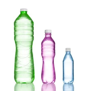 Three plastic bottles isolated on white Stock Photos