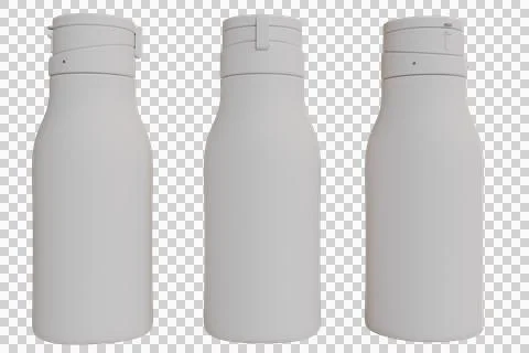 Three plastic bottles light gray various angles  showing caps Stock Illustration
