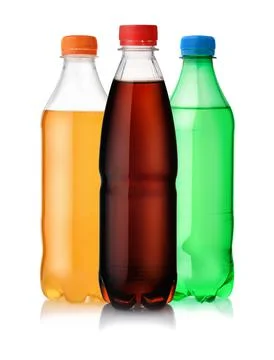 Three plastic bottles of soft drink Stock Photos