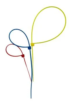 Three Plastic cable ties isolated Stock Photos