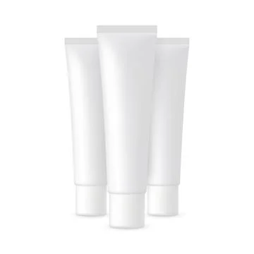 Three Plastic Cosmetic Tubes Mockups Isolated on White Background Stock Illustration