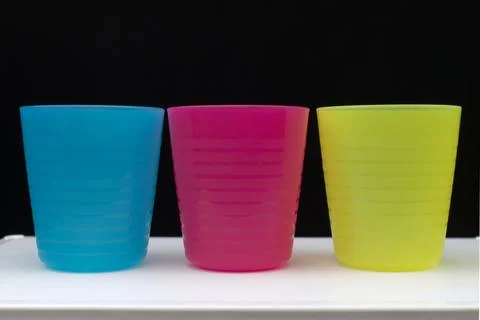 Three plastic cups Stock Photos
