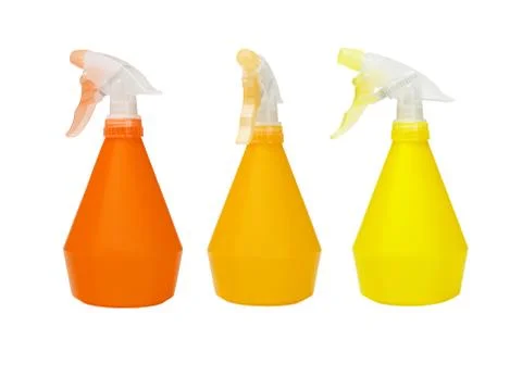Three plastic spray bottles Foto stock