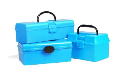 Three Plastic Tool Boxes Stock Photos