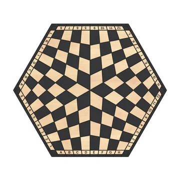 Three Players Hexagonal Chessboard. 3d Rendering Stock Illustration