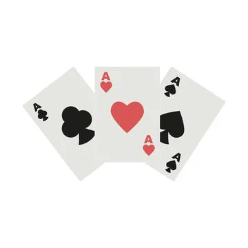 Three playing cards of different stripes on white background Stock Illustration