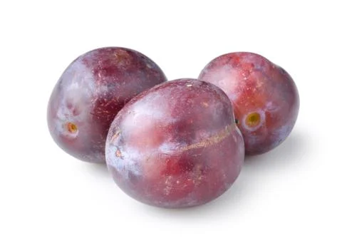 Three plums isolated Stock Photos