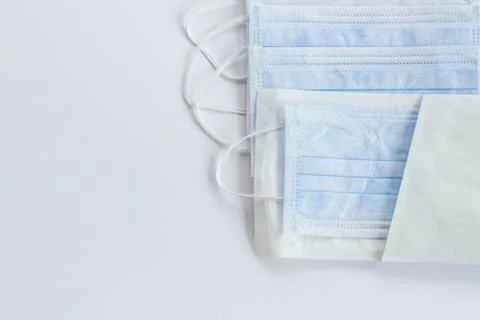 Three ply structure,single use hygenic face mask on white background Stock Photos