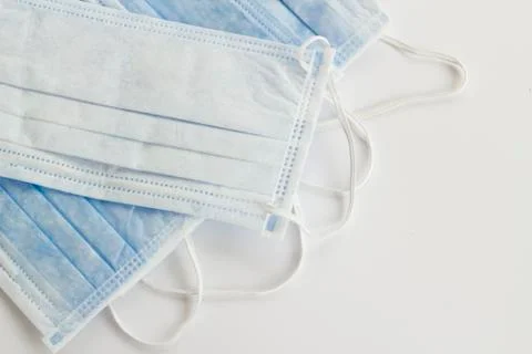 Three ply structure,single use hygenic face mask on white background Stock Photos