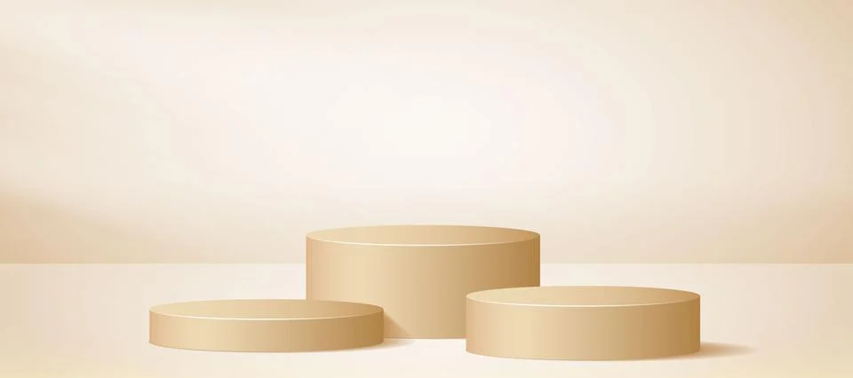 Three podium background in light blue color. Studio 3d platform stage concept Stock Illustration