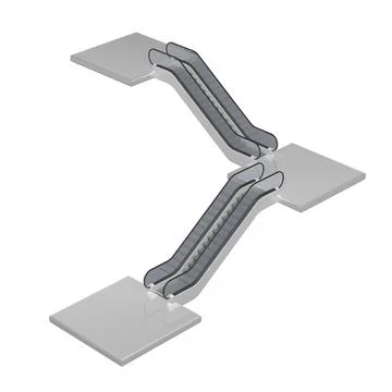 Three podiums with escalators at different levels Stock Illustration