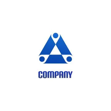 Three Point Element, Blue Triangle Logo Concept, Circle Networking, Human R.. Illustrazione stock