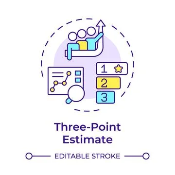 Three-point estimate multi color concept icon Stock Illustration