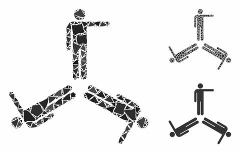 Three pointing men Composition Icon of Inequal Pieces Stock Illustration