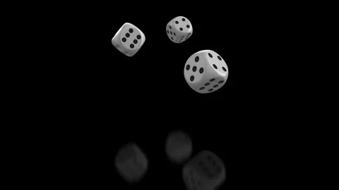 Three poker dice fall and roll on the surface. Slow motion. Stock Footage 197400494