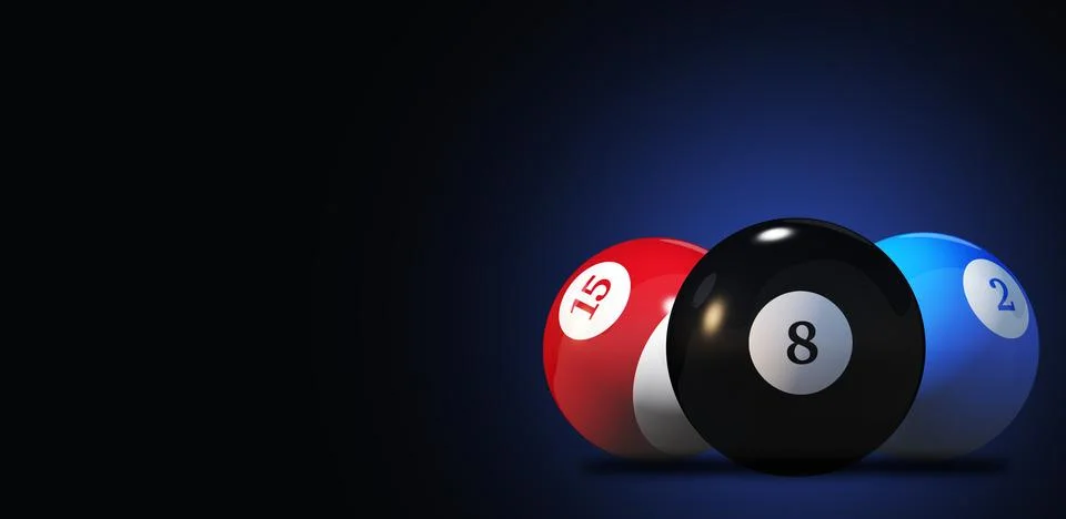 Three Pool Balls From Billiard Game. Stock Illustration