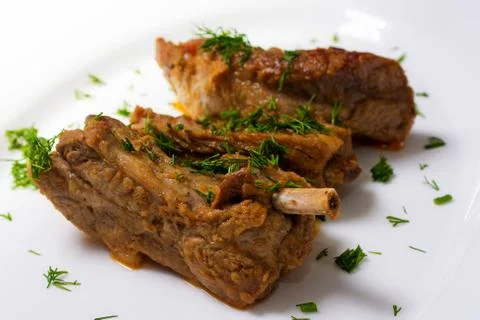 Three pork ribs stew with sweet and sour sauce Stock Photos