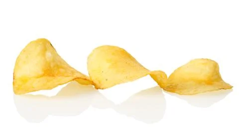 Three potato chips Stock Photos