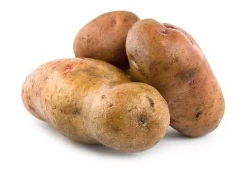 Three potatoes isolated Stock Photos